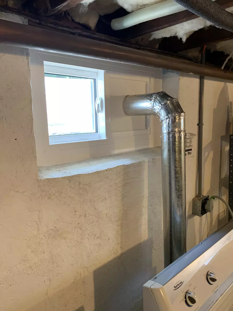 OKNA Basement Hopper With Dryer Vent Window Interior CT - SEVEN SUN CONNECTICUT