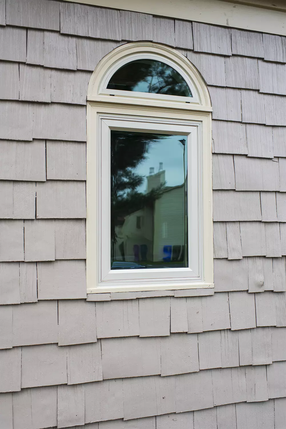 OKNA Insul Tec 500 Series Single Casement With Half Circle Top Beige Color Window - SEVEN SUN CONNECTICUT