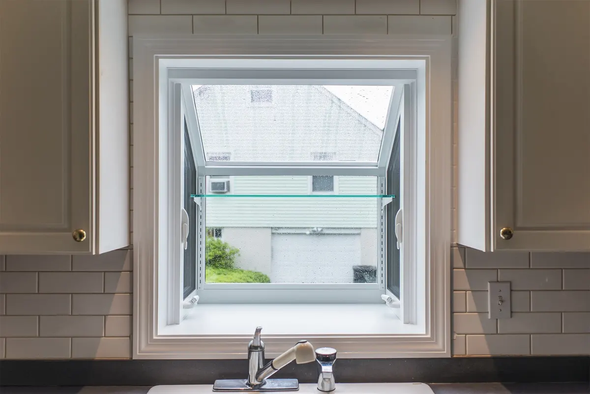OKNA Ventana Garden Kitchen-Window Glass Shelf White Pionite Interior CT - SEVEN SUN CONNECTICUT