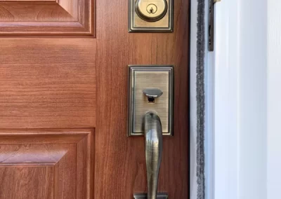 Entry Door Schlage Vintage Addison Grip Handle In Antique Brass Finish - SEVEN SUN CT - Windows and doors