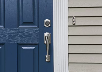 Entry Door Schlage Vintage Grip Handle In Satin Nickel - SEVEN SUN CT - Windows and doors