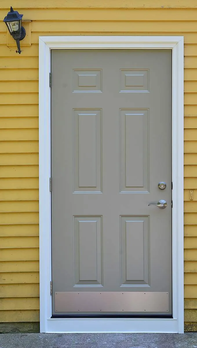 ProVia Heritage Smooth Fiberglass Side Entry Door Sandstone Color CT SEVEN SUN
