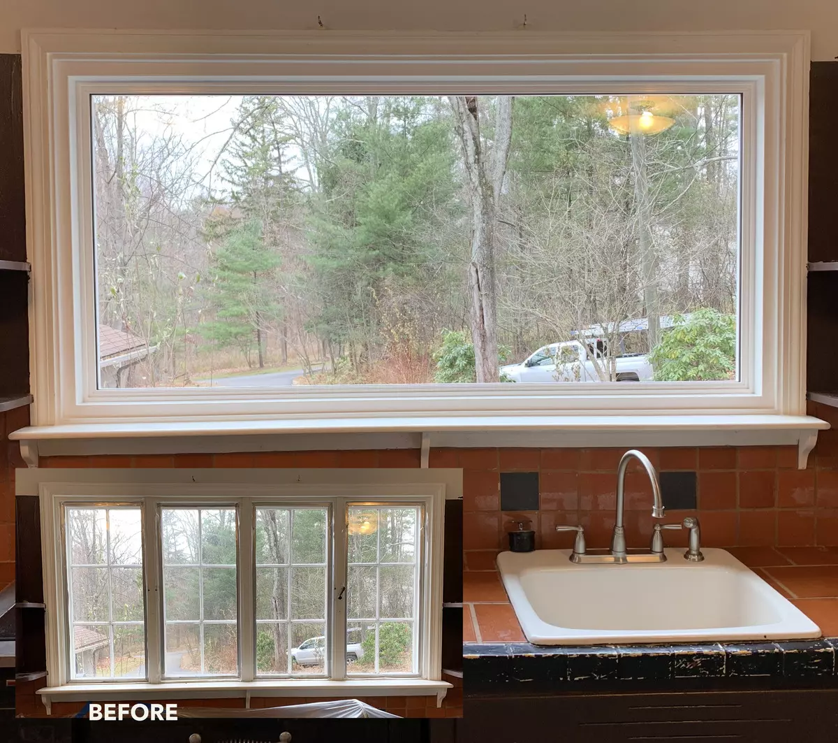 4 Lite Picture Window Replaced With New OKNA Picture Kitchen Window - SEVEN SUN CT