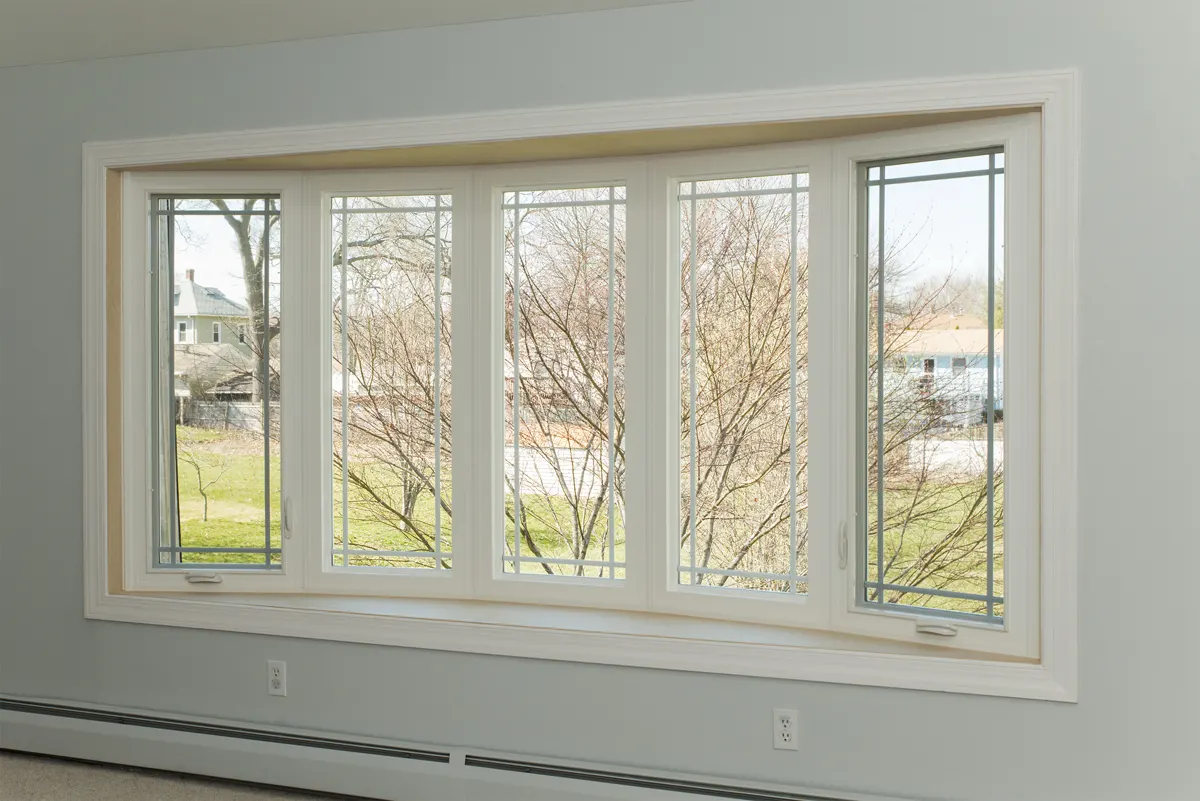 OKNA 5-Lite Bow Living Room Window-With Single Prairie Grids - SEVEN SUN CT