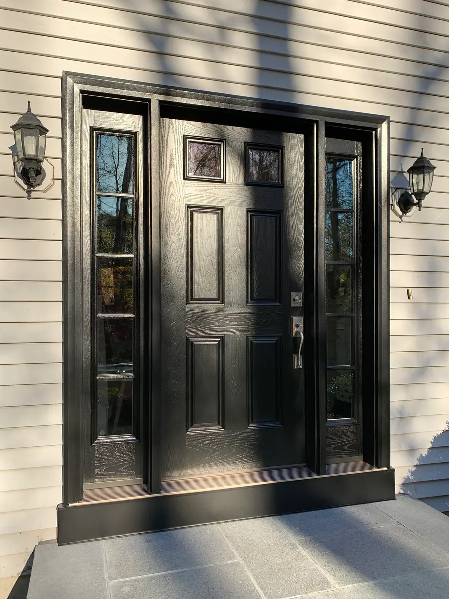 ProVia Front Entry Door With Sidelites in Coal Black Finish - Connecticut SEVEN SUN