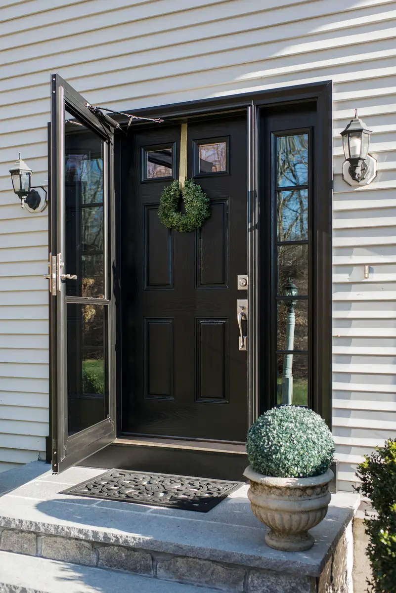 ProVia Front Entry Door with Sidelites in Coal Black Finish - SEVEN SUN CT