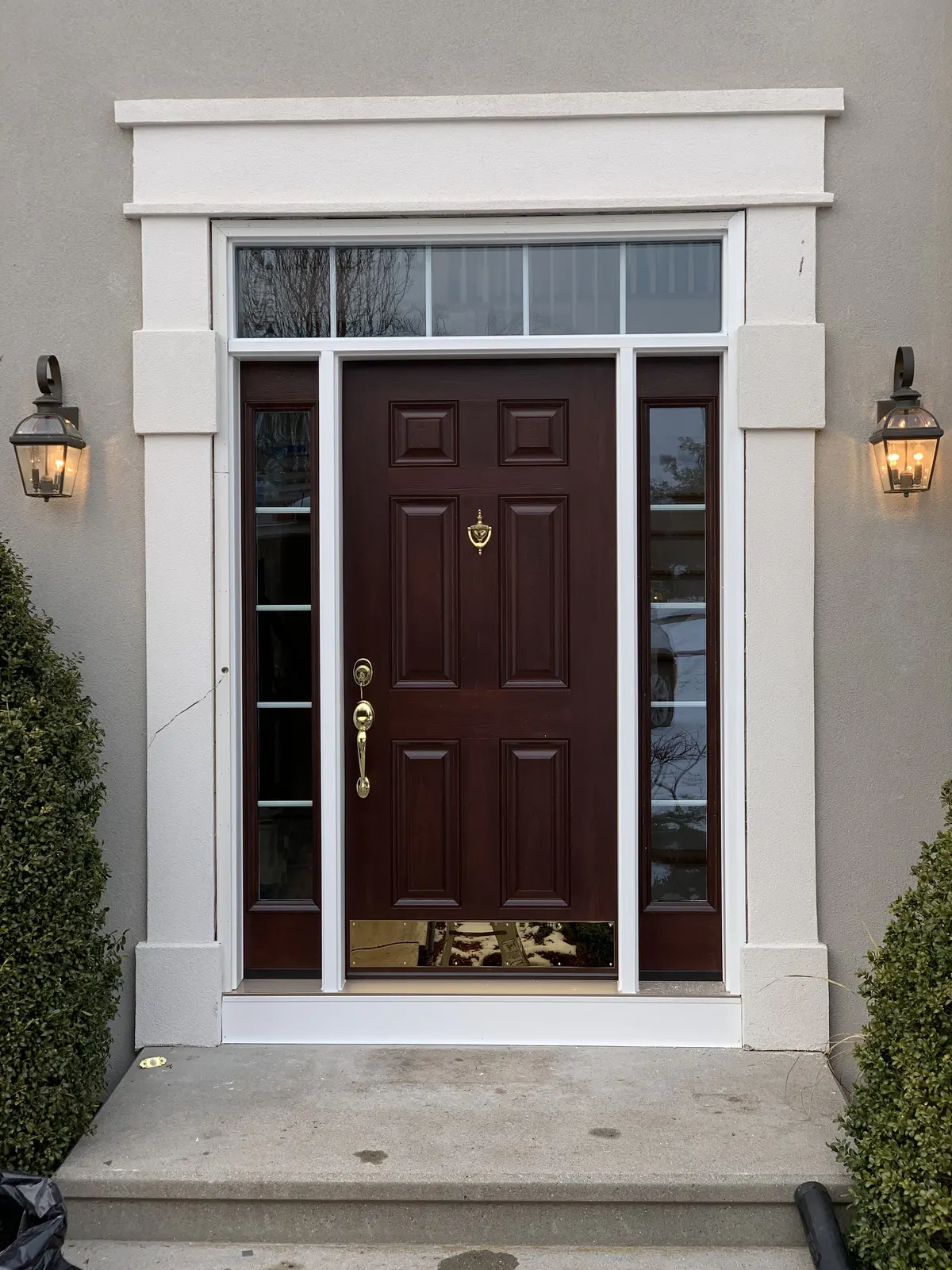 ProVia Front Entry Door with Sidelites in Mahogany Finish - SEVEN SUN CT
