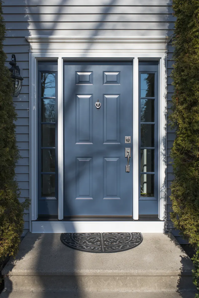 ProVia Front Entry Heritage Fiberglass Door In Enzian Blue Finish - Connecticut SEVEN SUN