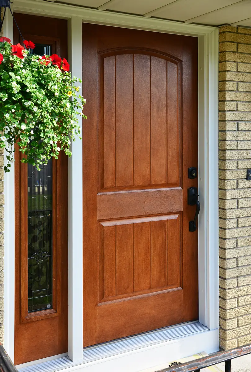 ProVia Front Entry Heritage Woodgrain Textured Fiberglass Door In Walnut Finish - SEVEN SUN CT