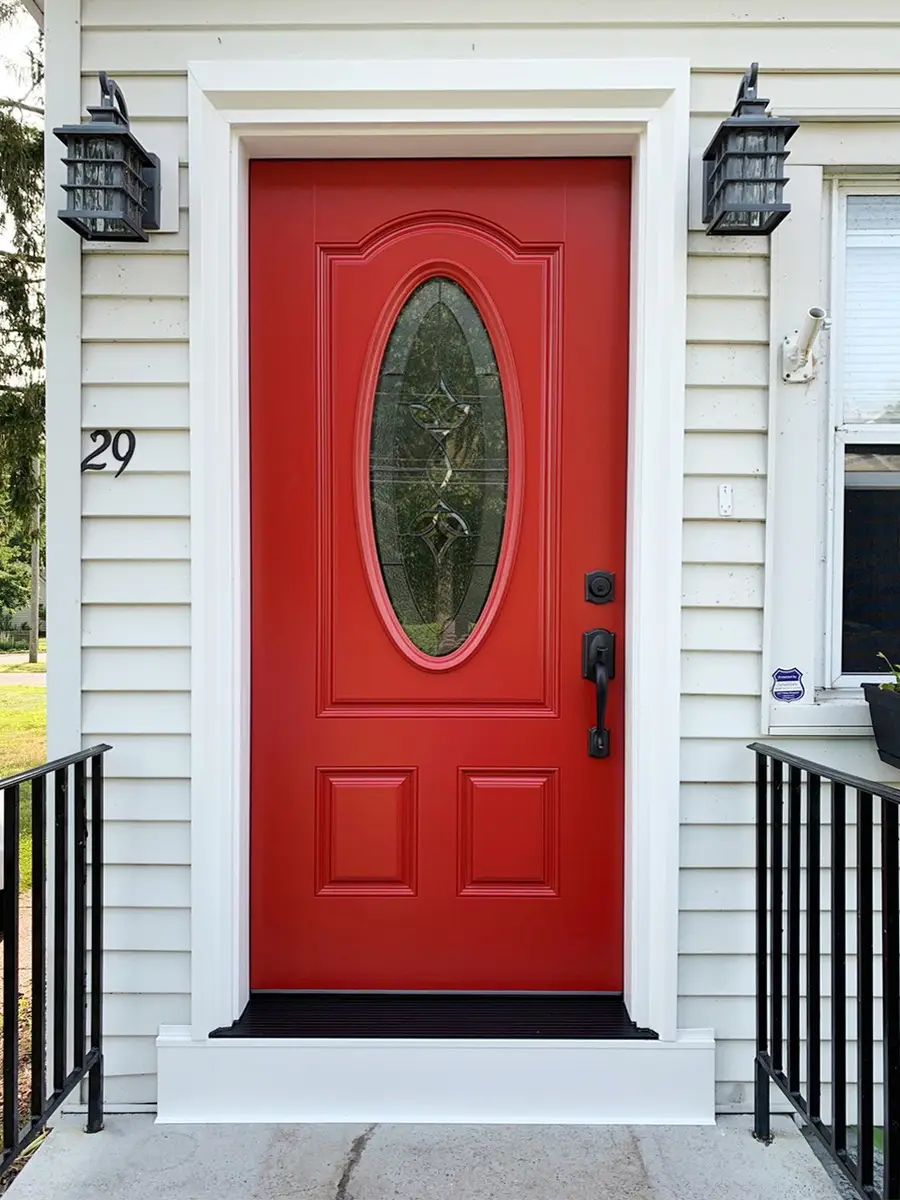 ProVia Heritage Front Entry Door In Vallis Red Color - SEVEN SUN CT