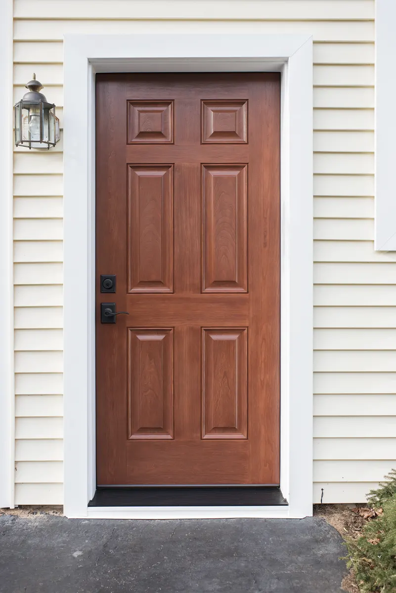 ProVia Heritage Woodgrain Fiberglass Side Door In Cherry Finish - SEVEN SUN CT