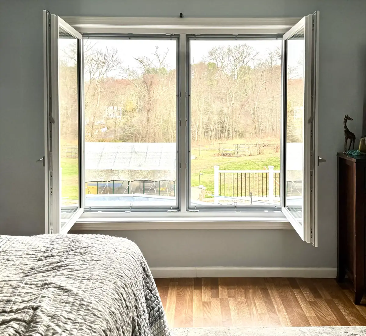 OKNOPLAST European Tilt and Turn Twin Window White Color Graphite Hardware Seven Sun CT