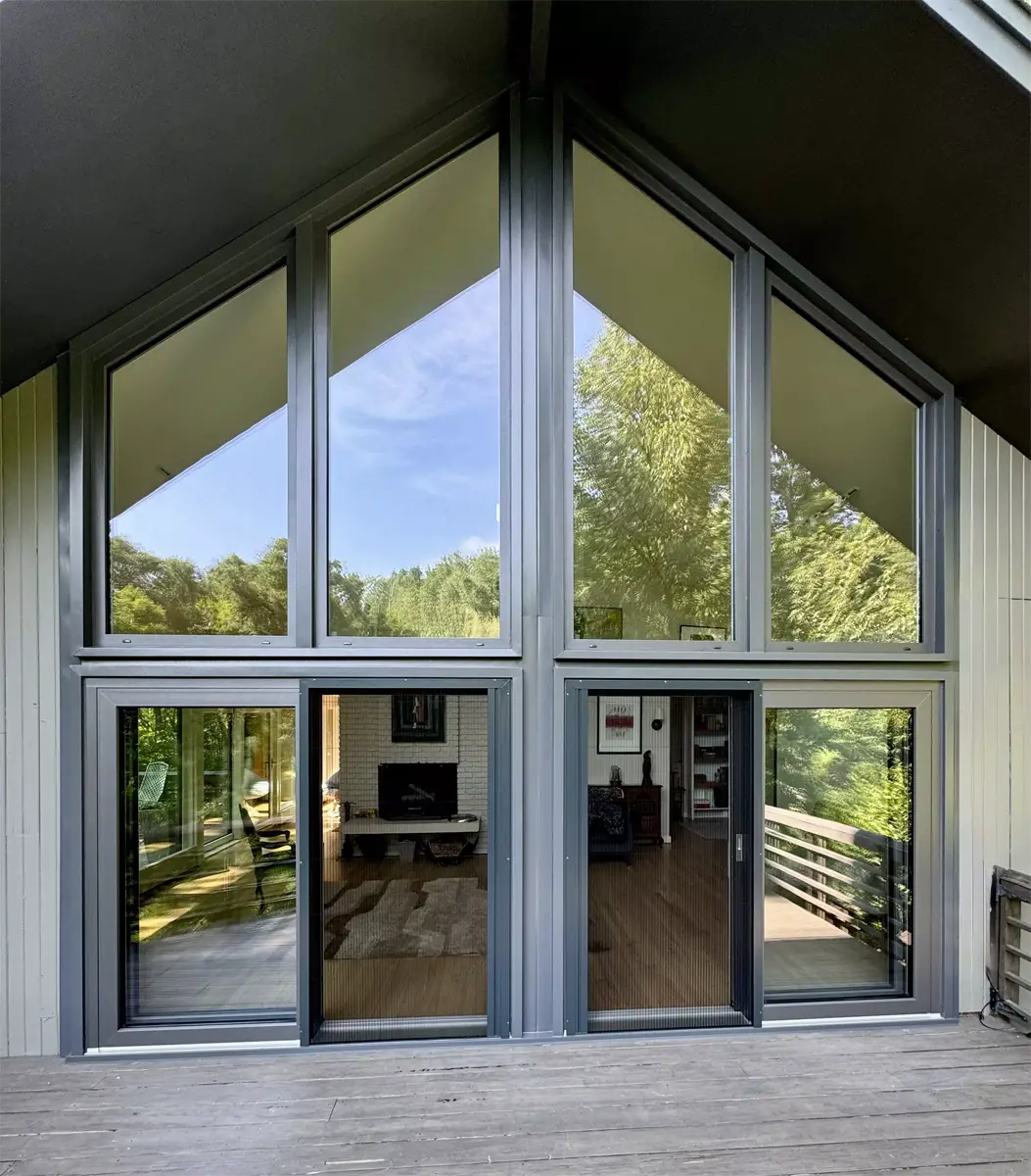 OKNOPLAST Special Shape Trapezoid Windows antracithe Gray Seven Sun CT