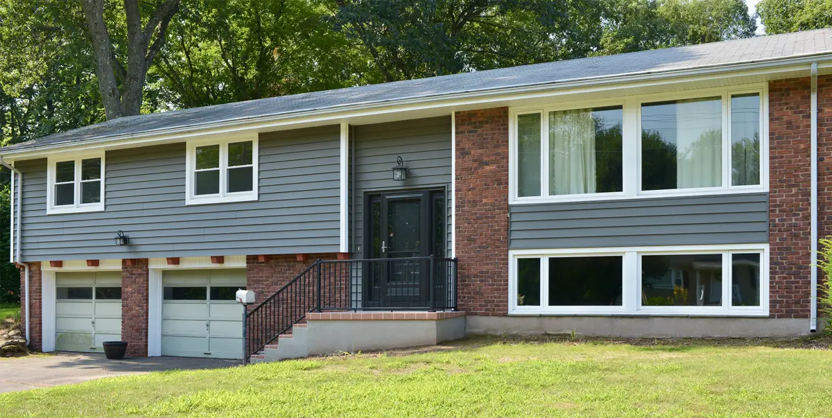 Okna casement and double hung windows white exterior provia entry storm doors raised ranch house Seven Sun CT