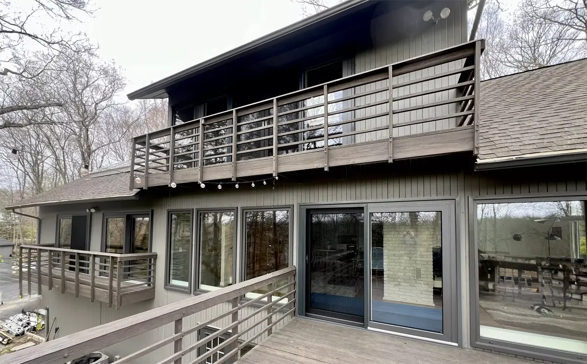 OKNOPLAST lift and slide sliding patio doors and pixel picture windows in anthracite grey exterio color Seven Sun Connecticut