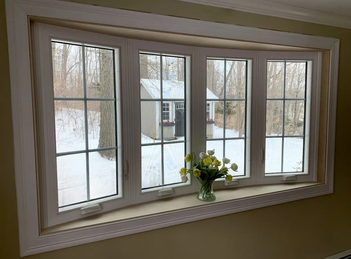 OKNA Replacement Bow 4-Lite Casement White Window Seven Sun CT