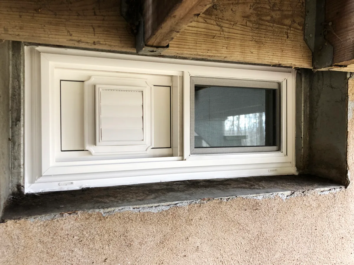 Basement window - basement hopper window - dryer vent CT