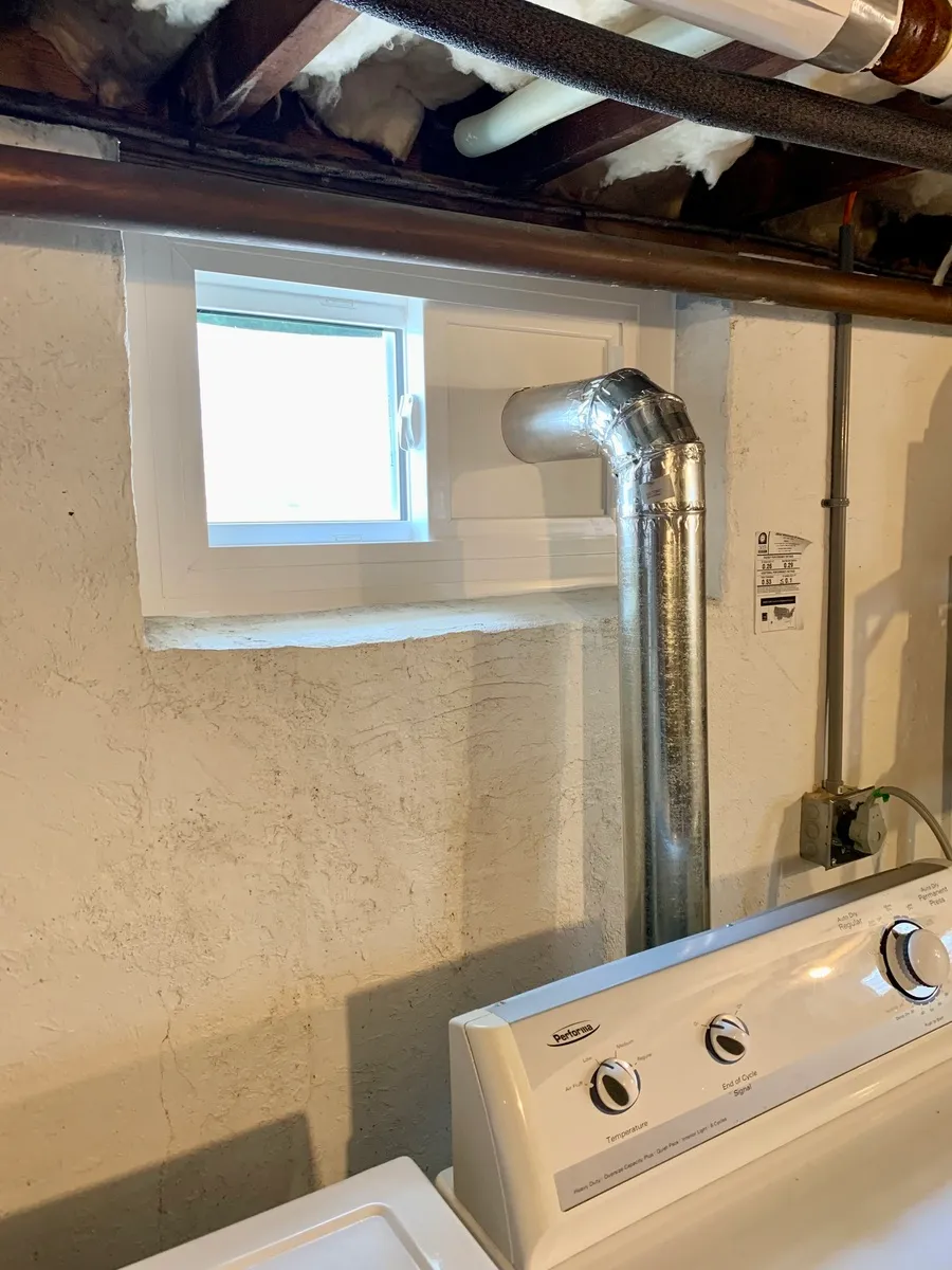 Basemnet window - basement hopper dryer vent window - New Britain CT