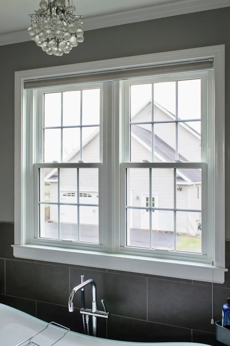 Bathroom window - twin double-hung window,full colonial grids - Okna CT