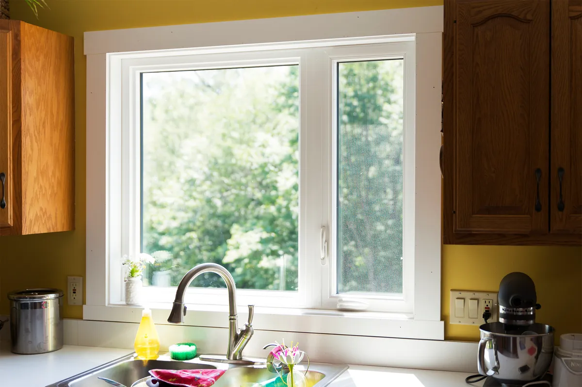 Kitchen window over sink - casement picture window - Okna-CT