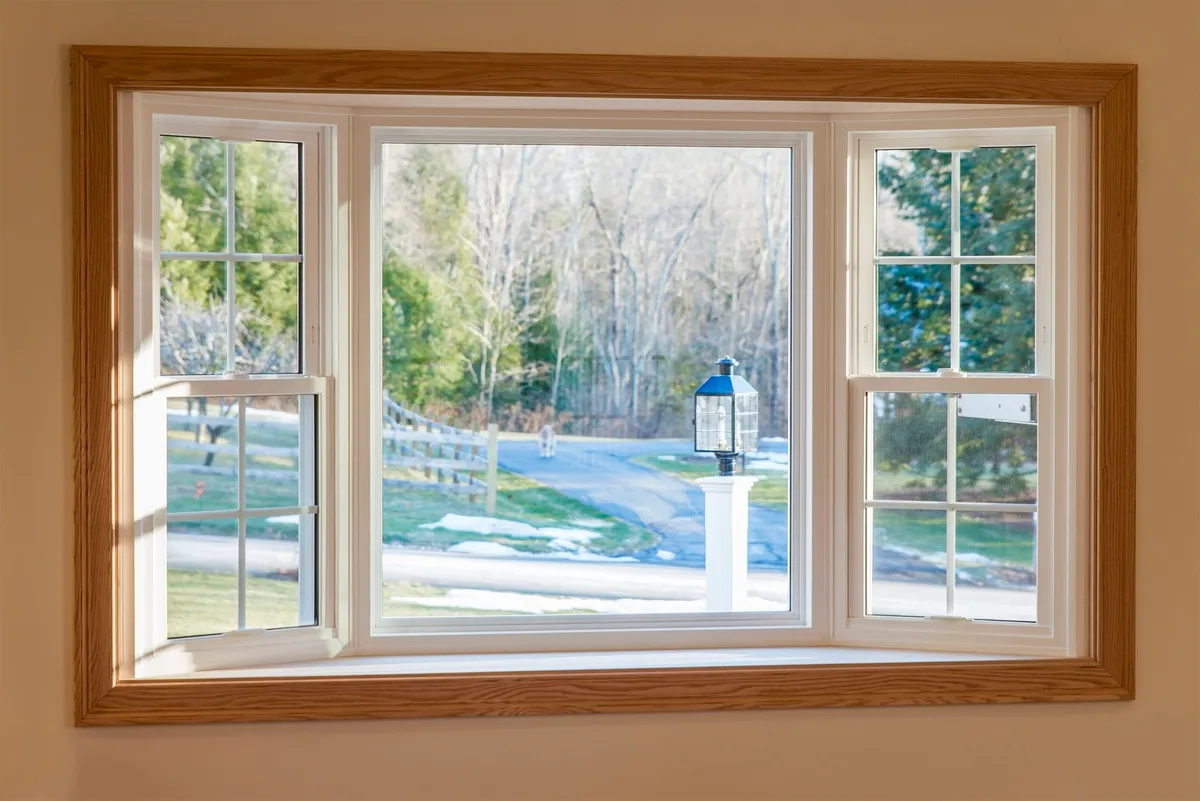 Living room window - bay with double-hung, colonial grids CT